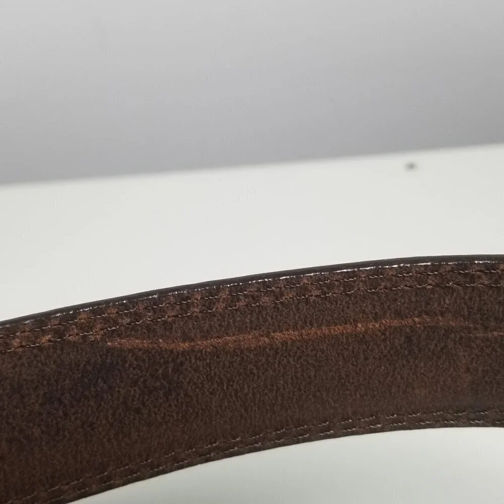 Men's Oil Tanned Cowhide Gold Brass Buckle Leather Belt Sz 34